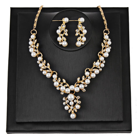 Pearl Rhinestone Necklace + Earrings Pearl Rhinestone Necklace + Earrings