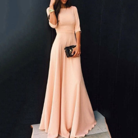 Women Ladies Half Sleeve Floor Length Dress Casual Loose Party Dress Women Ladies Half Sleeve Floor Length Dress Casual Loose Party Dress