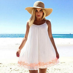 Women Dress White Harness dress Backless Short Summer BOHO Evening Party Beach Mini Dress Sundress#LSN