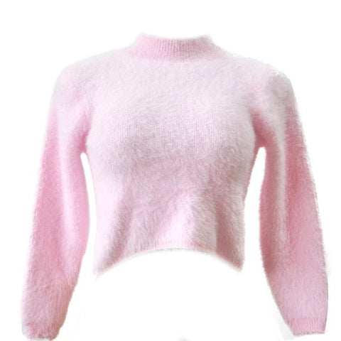 Women Sweater Long-sleeved High-necked Shirt Umbilical Bottomed Plush Top Blouse Female Fashion High Qaultiy #LSW