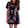 Floral Printed Women Short Sleeve Casual Loose Short Mini Dress European style ladies summer vestido High Quality