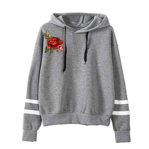 Embroidery Blouse Hot Sale Womens Applique Long Sleeve Hoodie Jumper Hooded Sweatshirt Pullover Autumn Tops Cotton Blusas