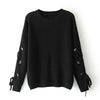 2017 woman new Europe and the United States style solid color O-Neck hollow knit sleeves loose sweater pullovers