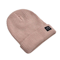 Feitong Brand Basic Beanies Women Winter Warm Hat Cartoon Smiling Face Knitted Solid Colors Gorros Bonnet Femme drop shipping