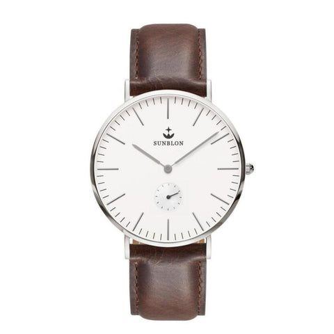 SUNBLON Men's Quartz Stainless Steel Dress Watch With Leather Band