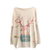 Womens Christmas Batwing Long Sleeve Color Loose Knit Sweater Knitwear Tops