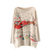 Womens Christmas Batwing Long Sleeve Color Loose Knit Sweater Knitwear Tops