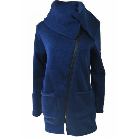 Winter Coat - Knitted Zipper Cotton blend Coat Turtleneck Pockets Long Slim Down Parka Hoodies Parkas #3