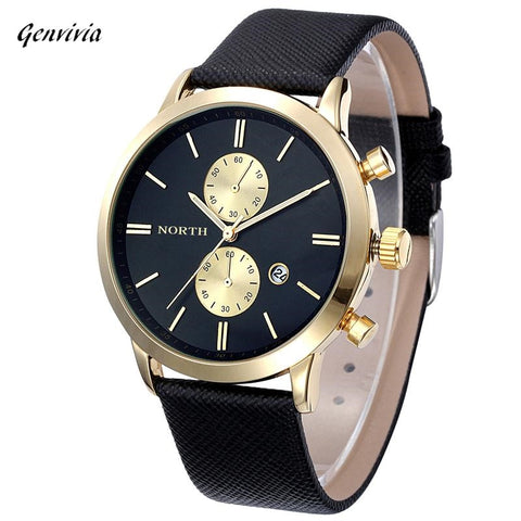 GENVIVIA 5Colors mens fashion watches men Casual Waterproof Date Leather Military Watch men wristwatches les montres hommes