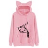 Womens Cat Long Sleeve Hoodie Sweatshirt Hooded Pullover Tops Blouse