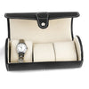 3-Compartment PU Display Storage Box for Jewelry Watch (Black)