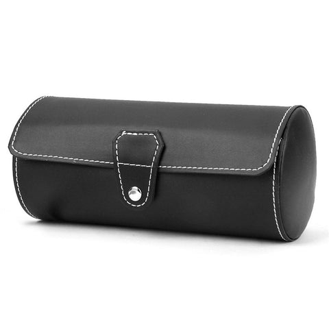 3-Compartment PU Display Storage Box for Jewelry Watch (Black)