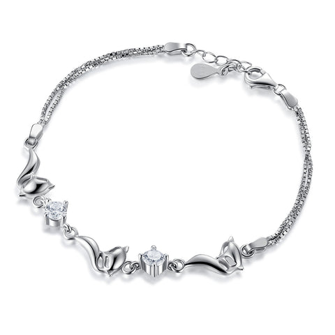 925 sterling silver cute fox bracelet women's simple personality fashion bracelet