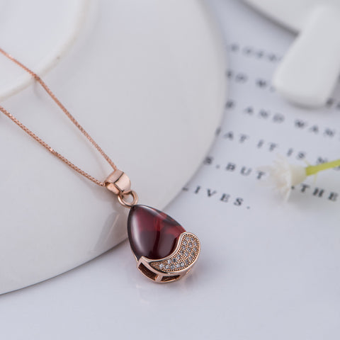 925 sterling silver rose gold necklace women clavicle chain pendant jewelry simple red pomegranate