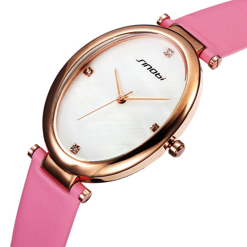 SINOBI brand luxury diamond fashion leather ladies watch