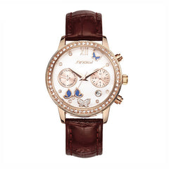 SINOBI brand luxury diamond fashion butterfly watch leather ladies watch